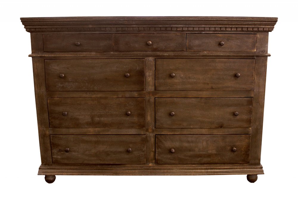 70" Tobacco Solid Wood Nine Drawer Gentleman's Chest