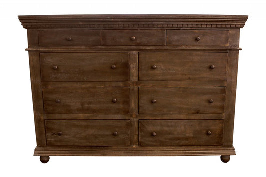 70" Tobacco Solid Wood Nine Drawer Gentleman's Chest