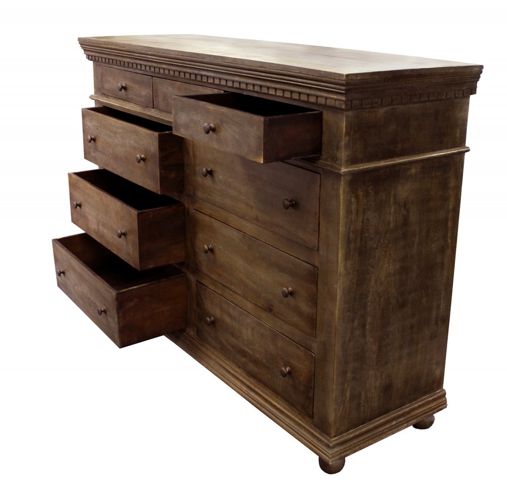 70" Tobacco Solid Wood Nine Drawer Gentleman's Chest