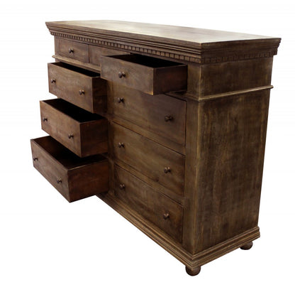 70" Tobacco Solid Wood Nine Drawer Gentleman's Chest
