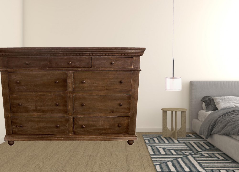 70" Tobacco Solid Wood Nine Drawer Gentleman's Chest