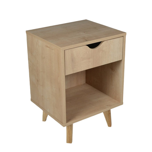 22" Natural Solid Manufactured Wood and Wood One Drawer Nightstand