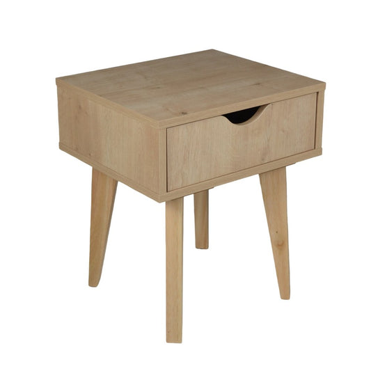18" Natural Solid Manufactured Wood and Wood One Drawer Nightstand