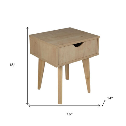 18" Natural Solid Manufactured Wood and Wood One Drawer Nightstand