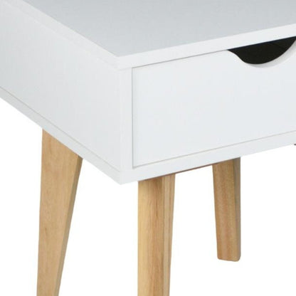 18" White Solid Manufactured Wood and Wood One Drawer Nightstand