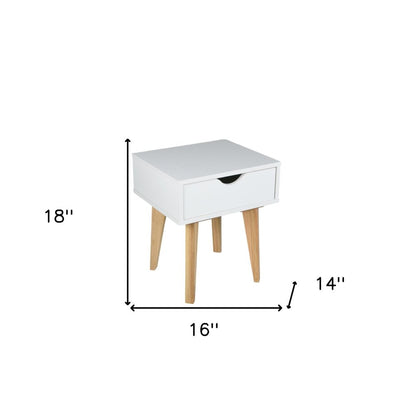 18" White Solid Manufactured Wood and Wood One Drawer Nightstand