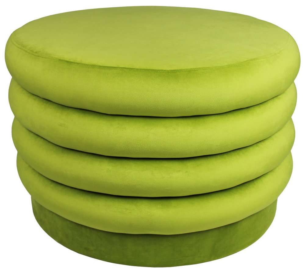 31" Green Velvet Tufted Round Cocktail Ottoman