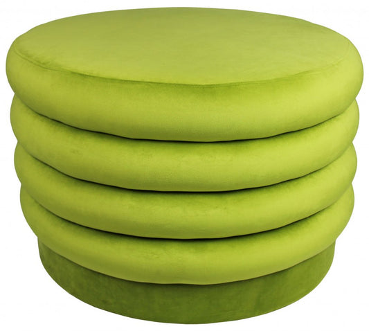 31" Green Velvet Tufted Round Cocktail Ottoman