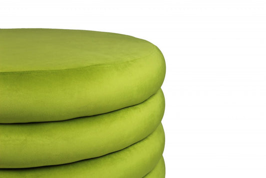 31" Green Velvet Tufted Round Cocktail Ottoman