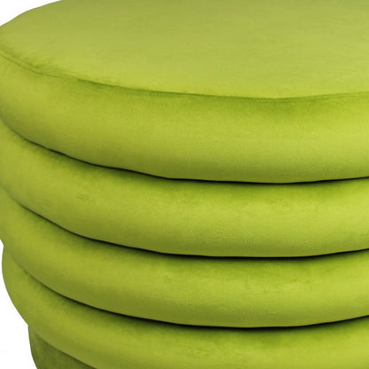 31" Green Velvet Tufted Round Cocktail Ottoman