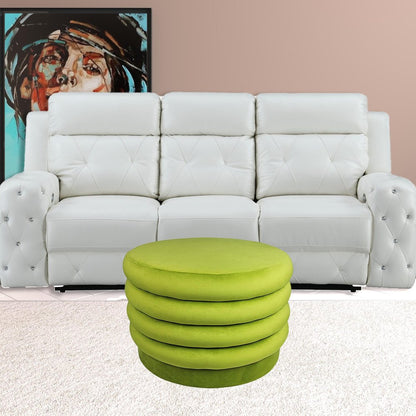 31" Green Velvet Tufted Round Cocktail Ottoman