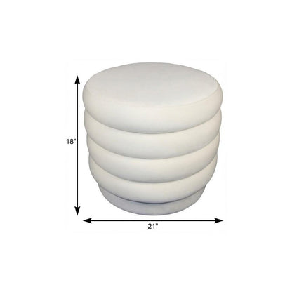 21" White Velvet Tufted Round Cocktail Ottoman