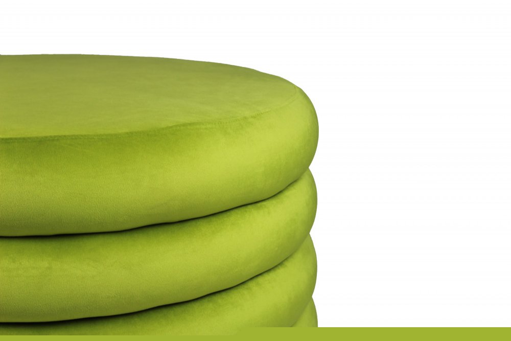 21" Green Velvet Tufted Round Cocktail Ottoman