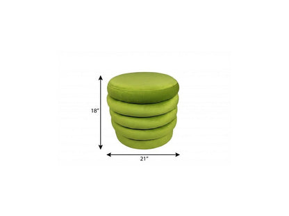 21" Green Velvet Tufted Round Cocktail Ottoman