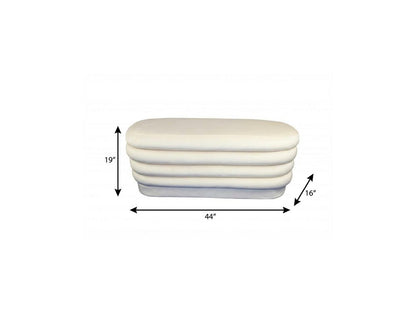 44" White Velvet Tufted Oval Ottoman