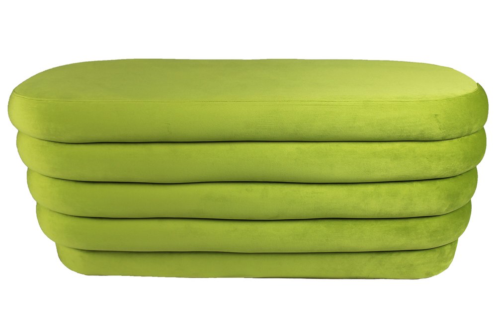 44" Green Velvet Tufted Oval Ottoman