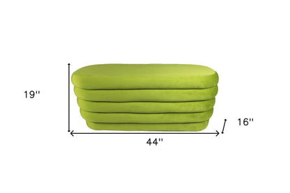 44" Green Velvet Tufted Oval Ottoman