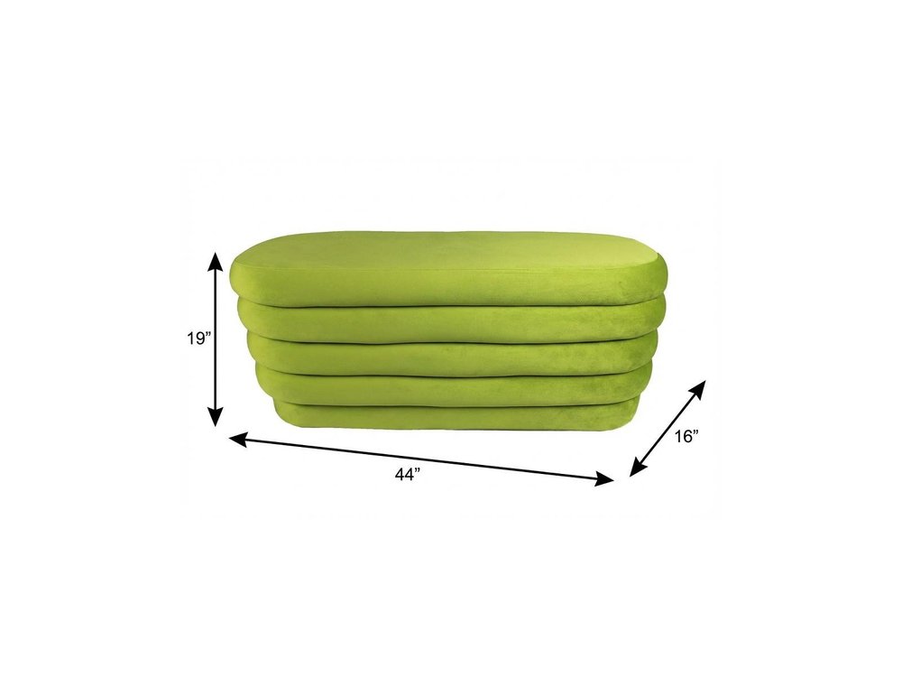 44" Green Velvet Tufted Oval Ottoman