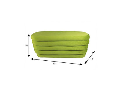 44" Green Velvet Tufted Oval Ottoman