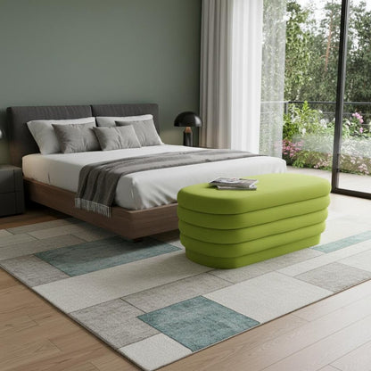 44" Green Velvet Tufted Oval Ottoman