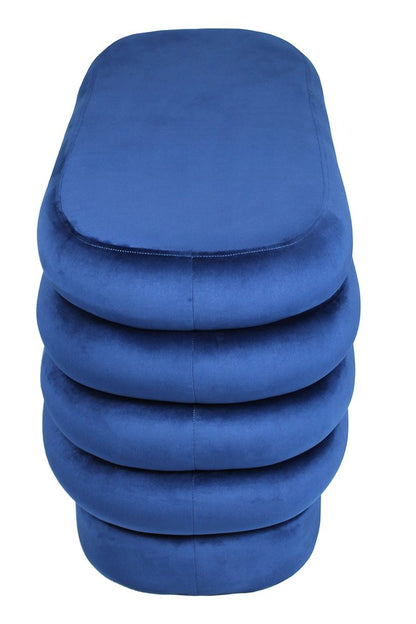 44" Blue Velvet Tufted Oval Ottoman