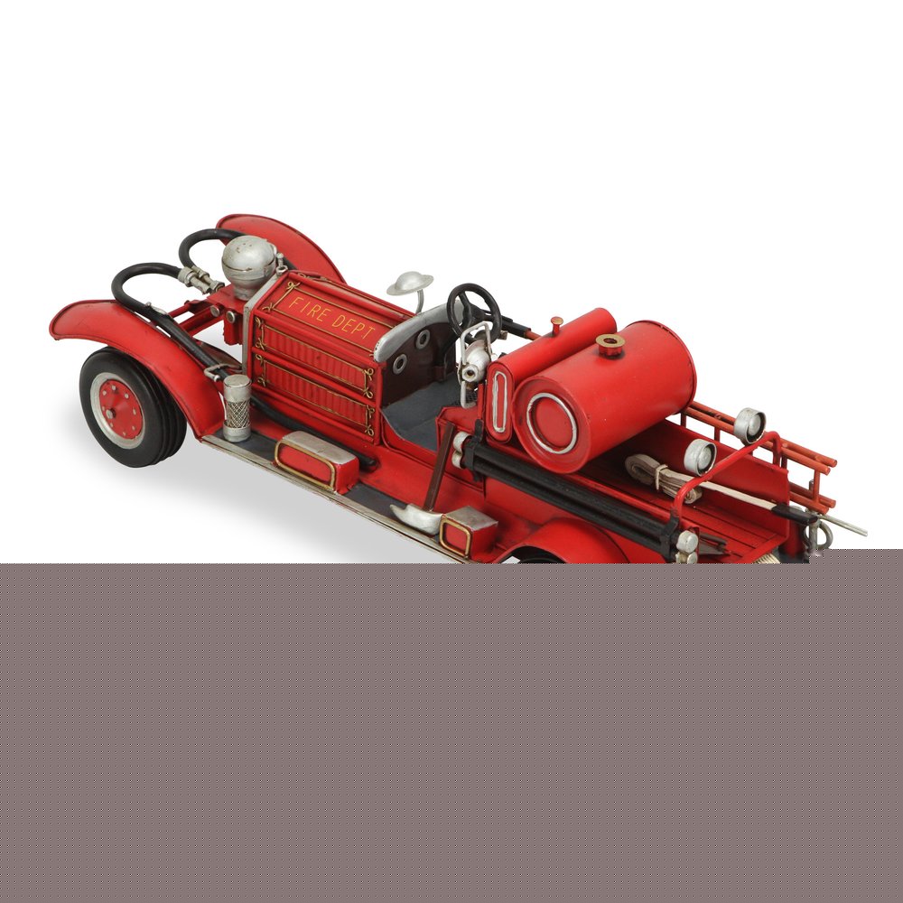 6" Red and Silver Metal Hand Painted 1920's Fire Truck Model Car