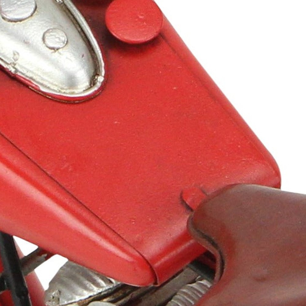 8" Red and Silver Metal Hand Painted Model Motorcycle Tabletop Sculpture
