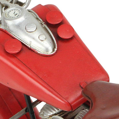 8" Red and Silver Metal Hand Painted Model Motorcycle Tabletop Sculpture
