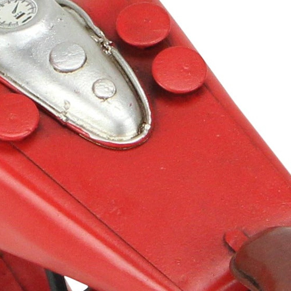 8" Red and Silver Metal Hand Painted Model Motorcycle Tabletop Sculpture
