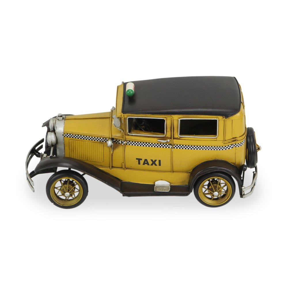7" Yellow and Black Metal Hand Painted 1931 Yellow Taxi Model Car