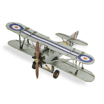 5" Blue and Gray Metal Hand Painted Model Airplane Tabletop Sculpture