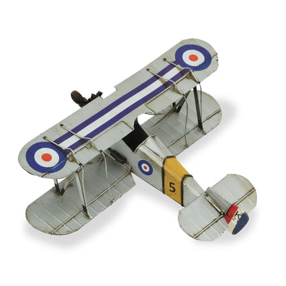 5" Blue and Gray Metal Hand Painted Model Airplane Tabletop Sculpture