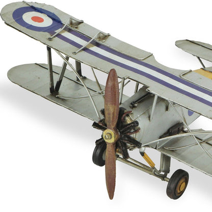 5" Blue and Gray Metal Hand Painted Model Airplane Tabletop Sculpture