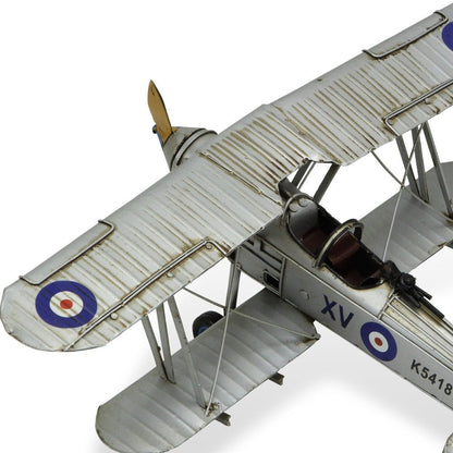 5" Blue and Gray Metal Hand Painted Model Airplane Tabletop Sculpture