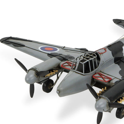4" Black and Gray Metal Hand Painted Model Airplane Tabletop Sculpture