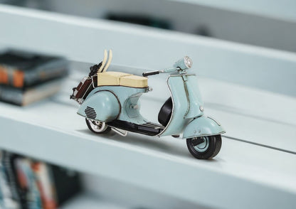 8" Blue and Black Metal Hand Painted Model Motorcycle Tabletop Sculpture