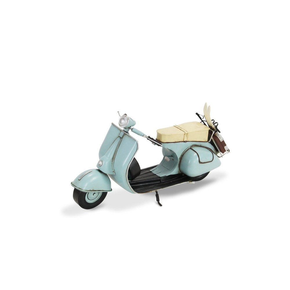 8" Blue and Black Metal Hand Painted Model Motorcycle Tabletop Sculpture