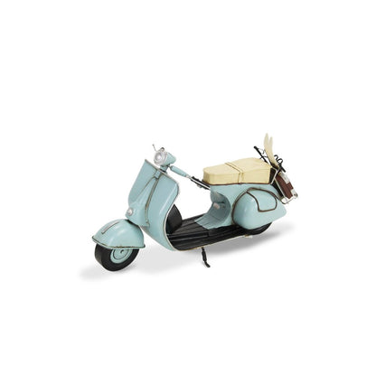 8" Blue and Black Metal Hand Painted Model Motorcycle Tabletop Sculpture