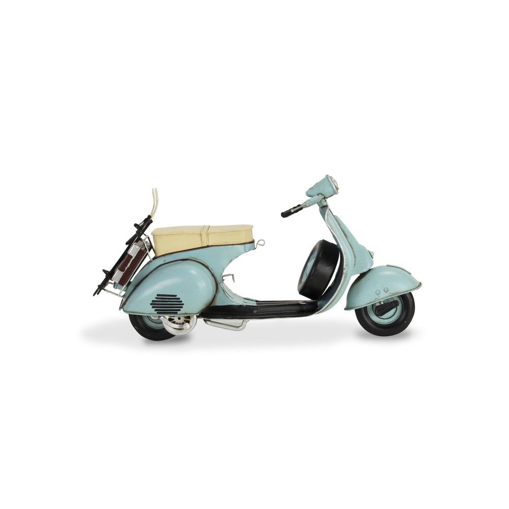 8" Blue and Black Metal Hand Painted Model Motorcycle Tabletop Sculpture