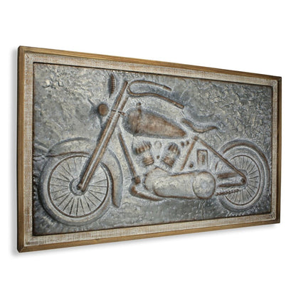 23" X 39" Gray and Brown Wood and Metal Wall Decor