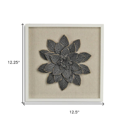 12" X 13" Black And Gold Flower Wood and Metal Wall Decor