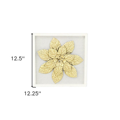 12" X 13" Gold Flower Wood and Metal Wall Decor