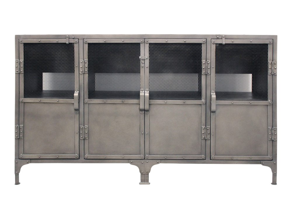 61" Gray Metal Enclosed Storage TV Stand