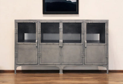61" Gray Metal Enclosed Storage TV Stand