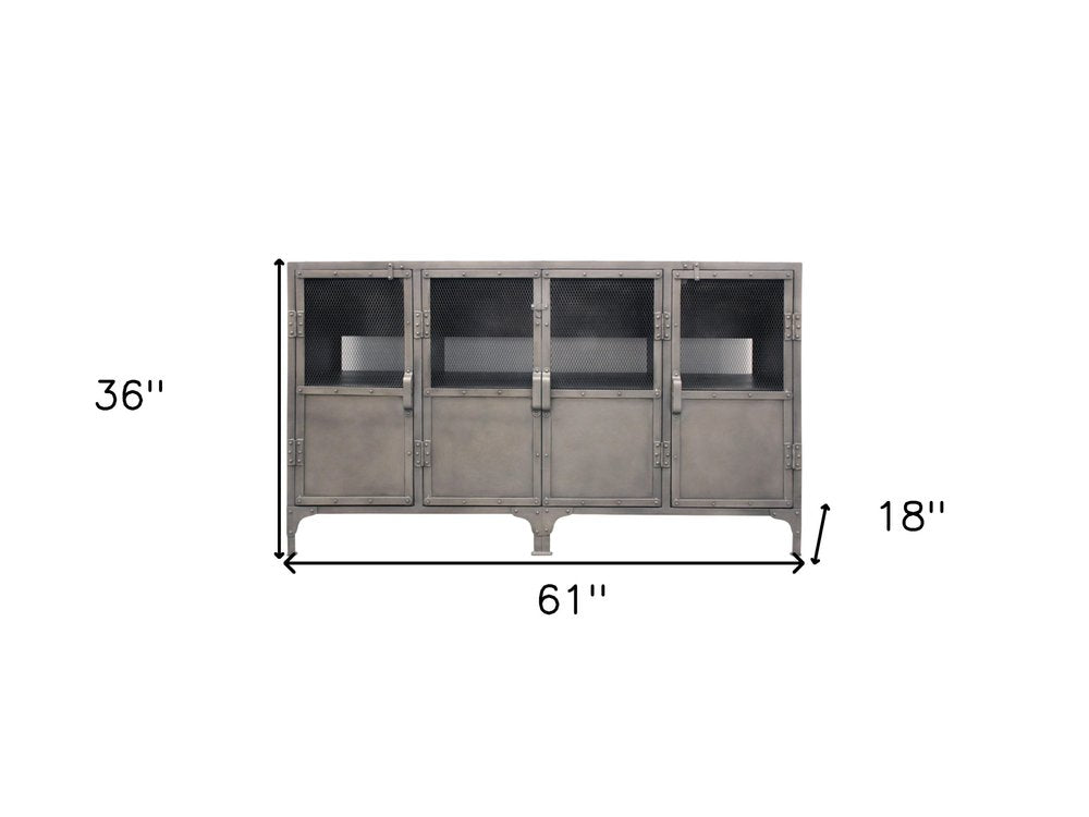 61" Gray Metal Enclosed Storage TV Stand