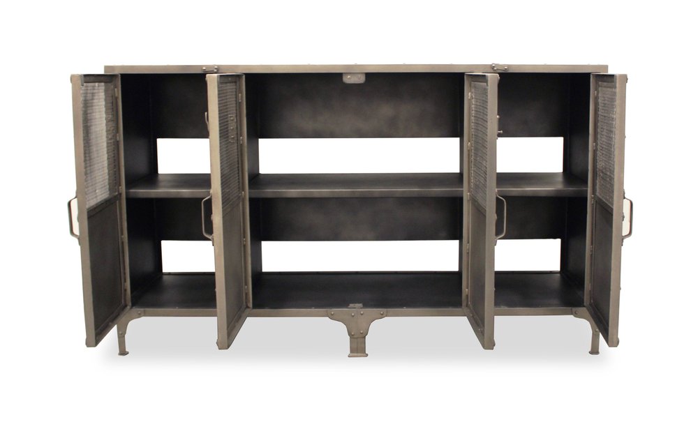 61" Gray Metal Enclosed Storage TV Stand