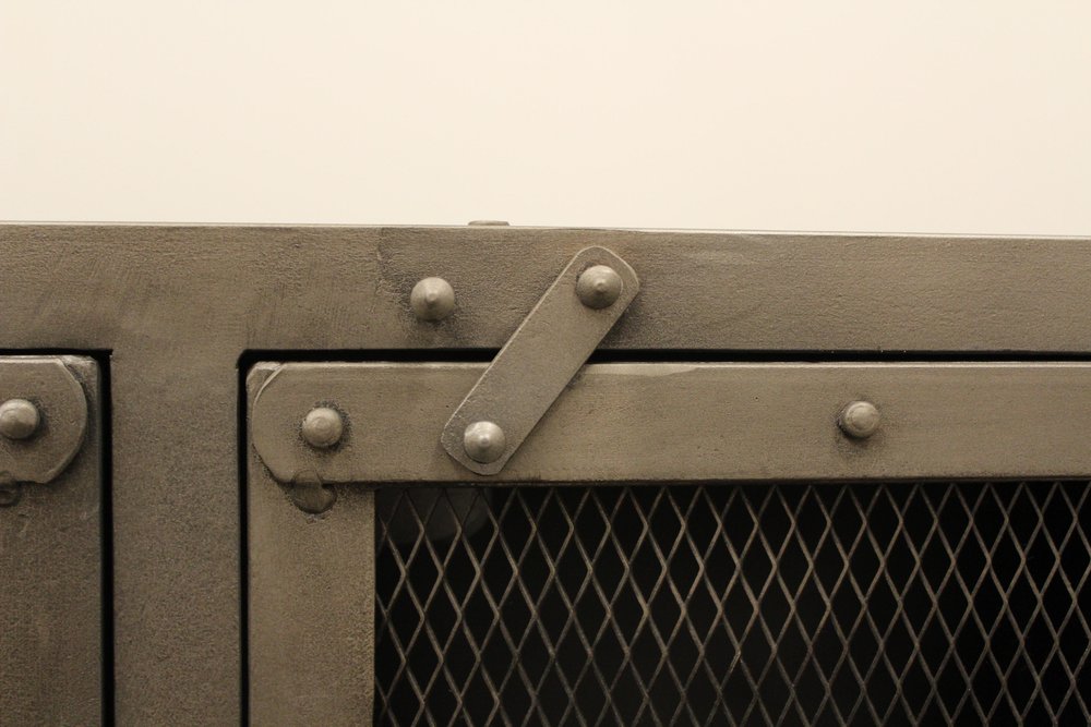 61" Gray Metal Enclosed Storage TV Stand