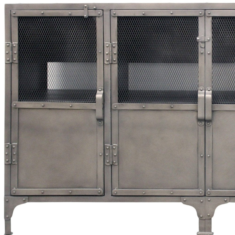61" Gray Metal Enclosed Storage TV Stand