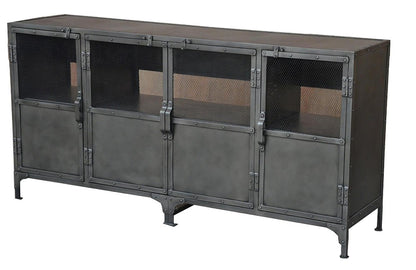 72" Dark Gray Metal Enclosed Storage TV Stand