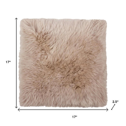 Set Of Two 17" X 17" Taupe Wool Solid Color Chair Pads